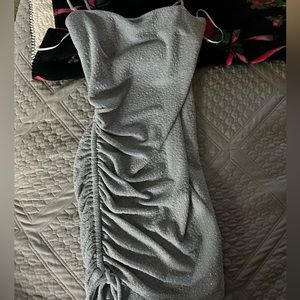 women’s baby blue glitter body con dress